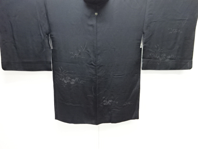 草花模様織り出し一つ紋絵羽織